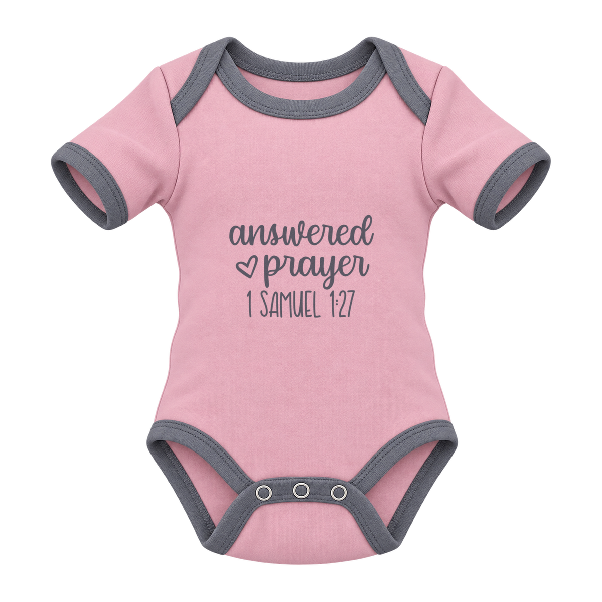 Answered Prayer baby grow, Pink and Grey