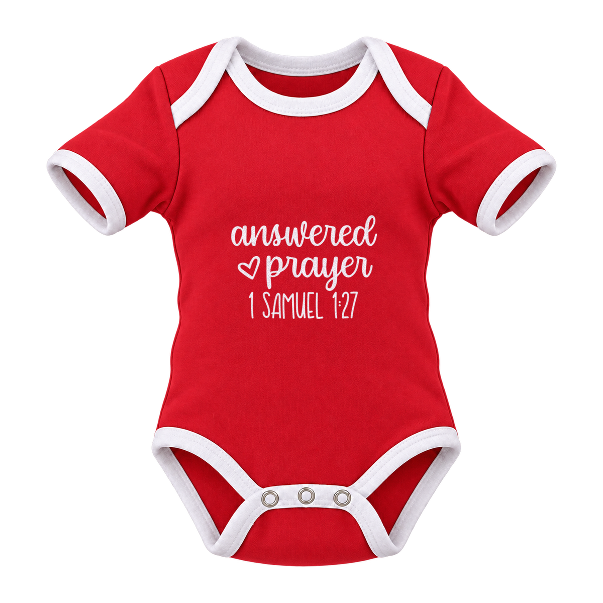 Answered Prayer baby grow, Red and White