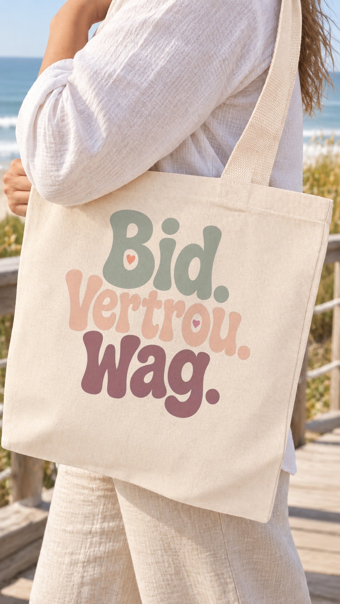 Bid. Vertrou. Wag. tote bag - carried on the shoulder