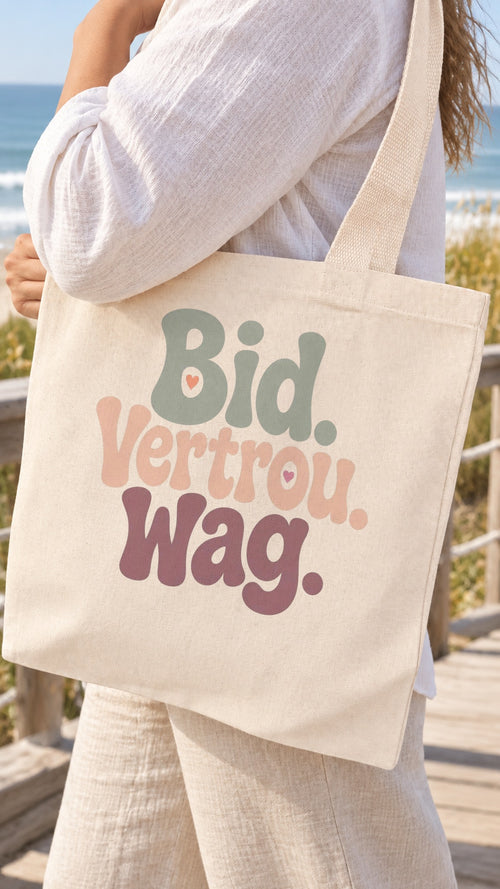 Bid. Vertrou. Wag. tote bag - carried on the shoulder