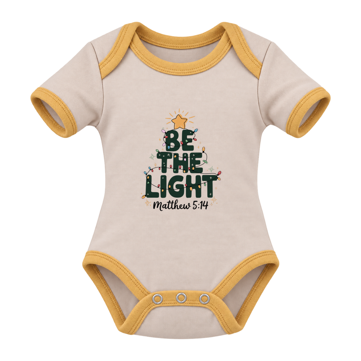 Be The Light baby grow, Cream and Yellow