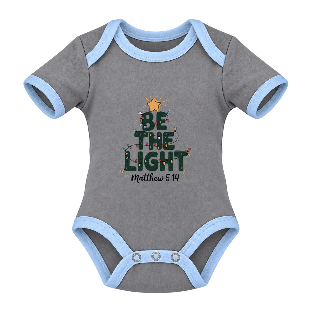 Be The Light baby grow, Grey and Blue