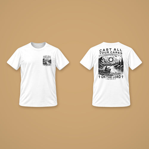 Cast All Your Cares Mens Solid White 1 FrontBack