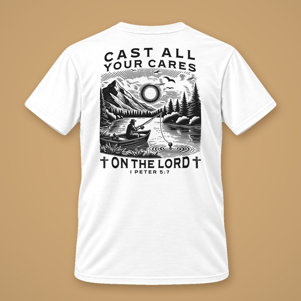 Cast All Your Cares Mens Solid White 3 Back