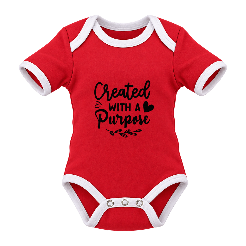Created With A Purpose baby grow, Red and White