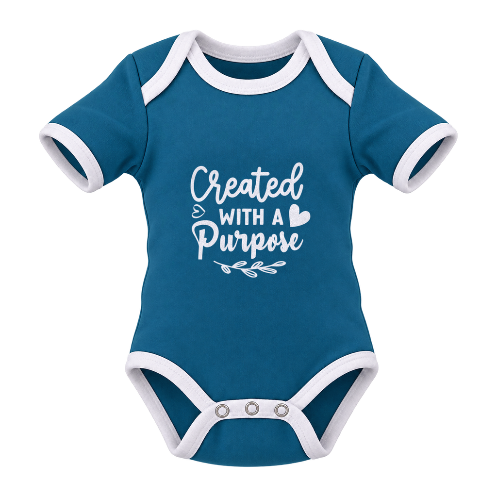 Created With A Purpose baby grow, Teal