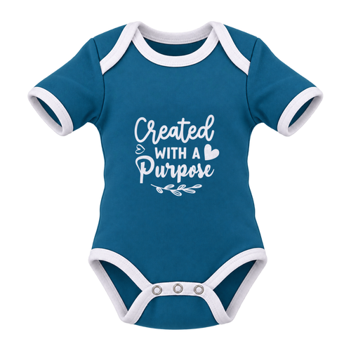 Created With A Purpose baby grow, Teal