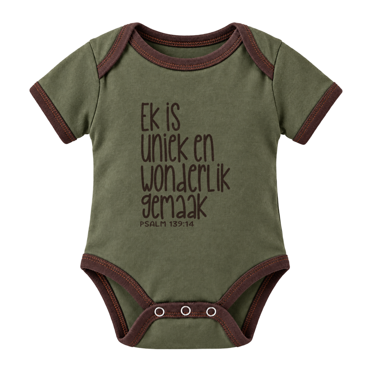 Ek Is Uniek En Wonderlik Gemaak baby grow, Olive