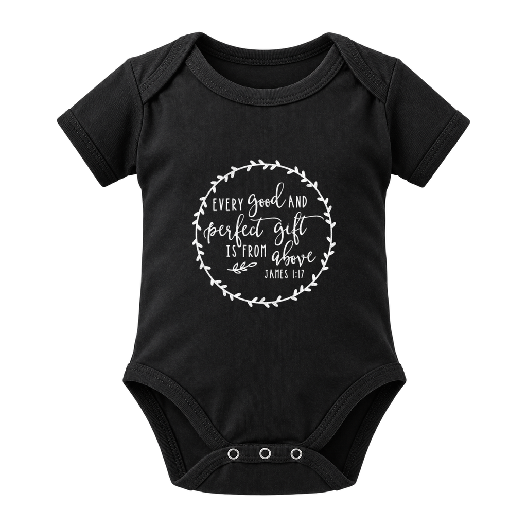 Every Good And Perfect Gift baby grow, Black
