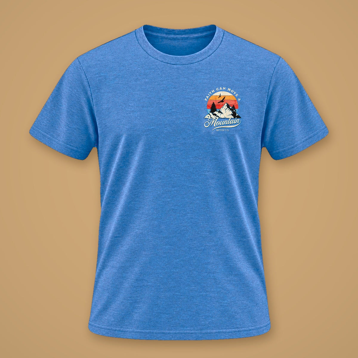 Faith Can Move A Mountain Men's Tee – Blue Melange – front