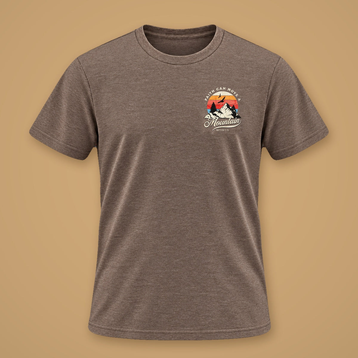 Faith Can Move A Mountain Men's Tee – Brown Melange – front
