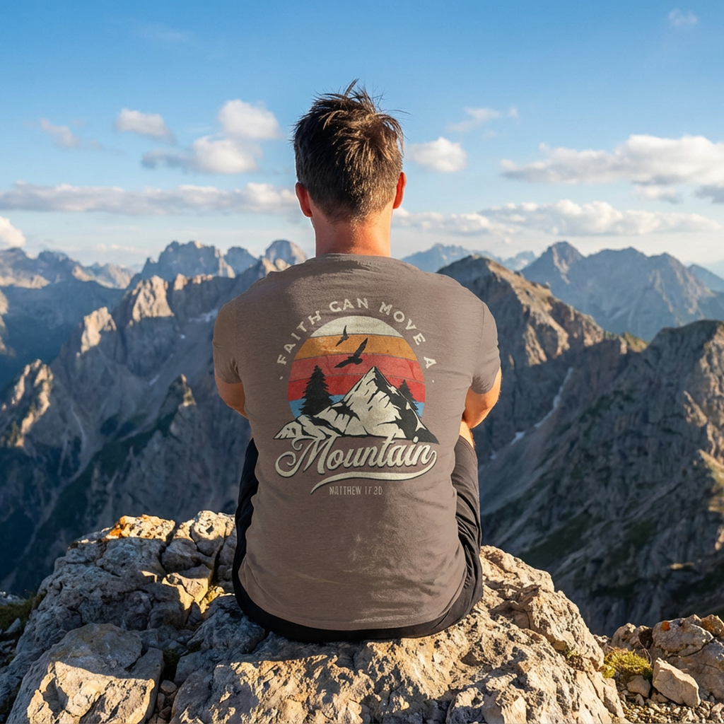 Faith Can Move A Mountain Men's T-Shirt (Front & Back)