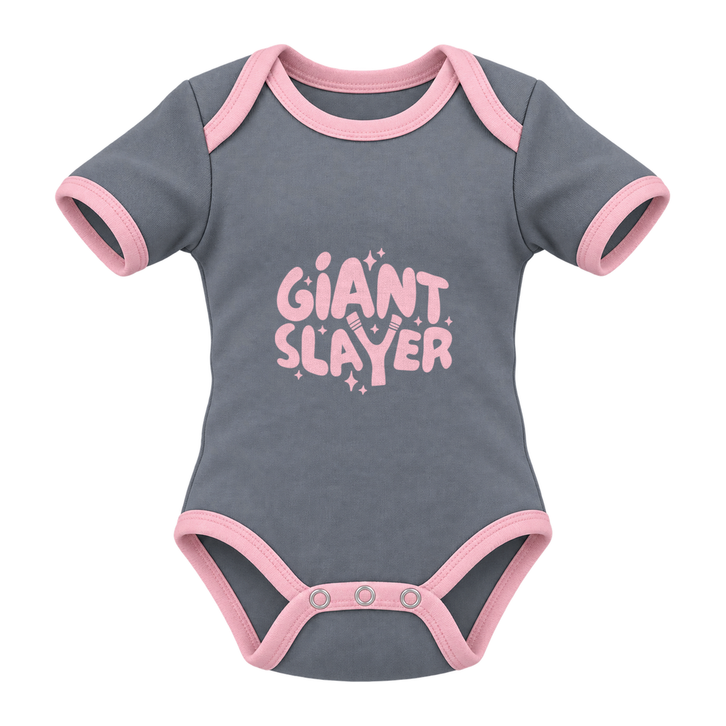 Giant Slayer baby grow, Grey and Pink