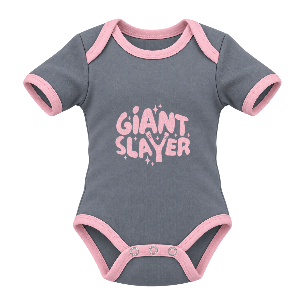 Giant Slayer baby grow, Grey and Pink