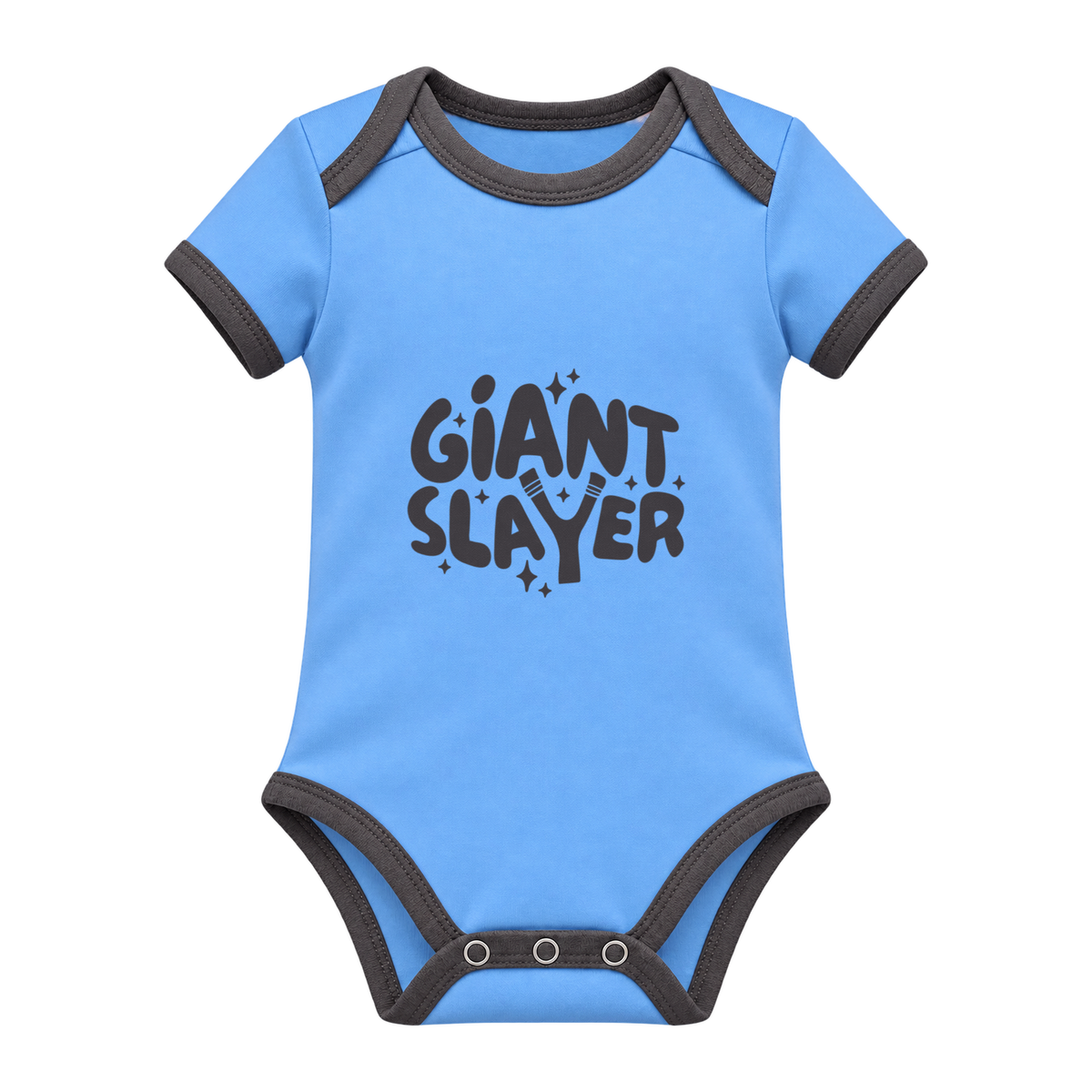 Giant Slayer baby grow, Light Blue and Charcoal