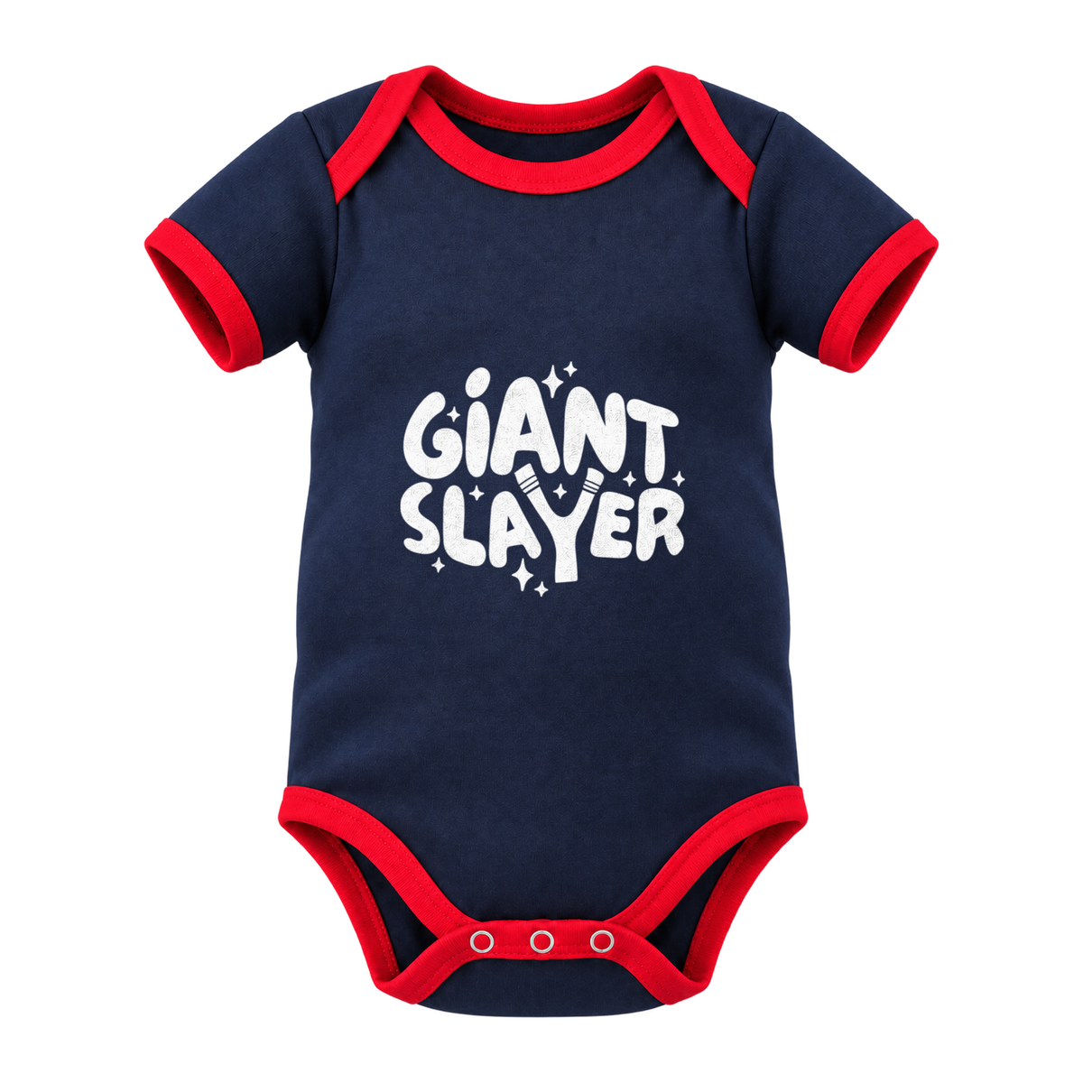 Giant Slayer baby grow, Navy with Red Trim
