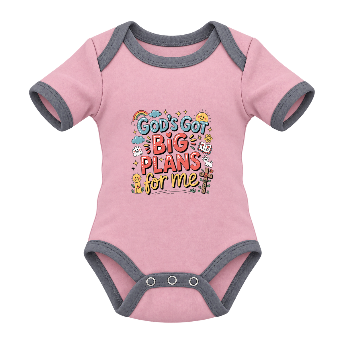 God’s Got Big Plans For Me baby grow, Pink and Grey