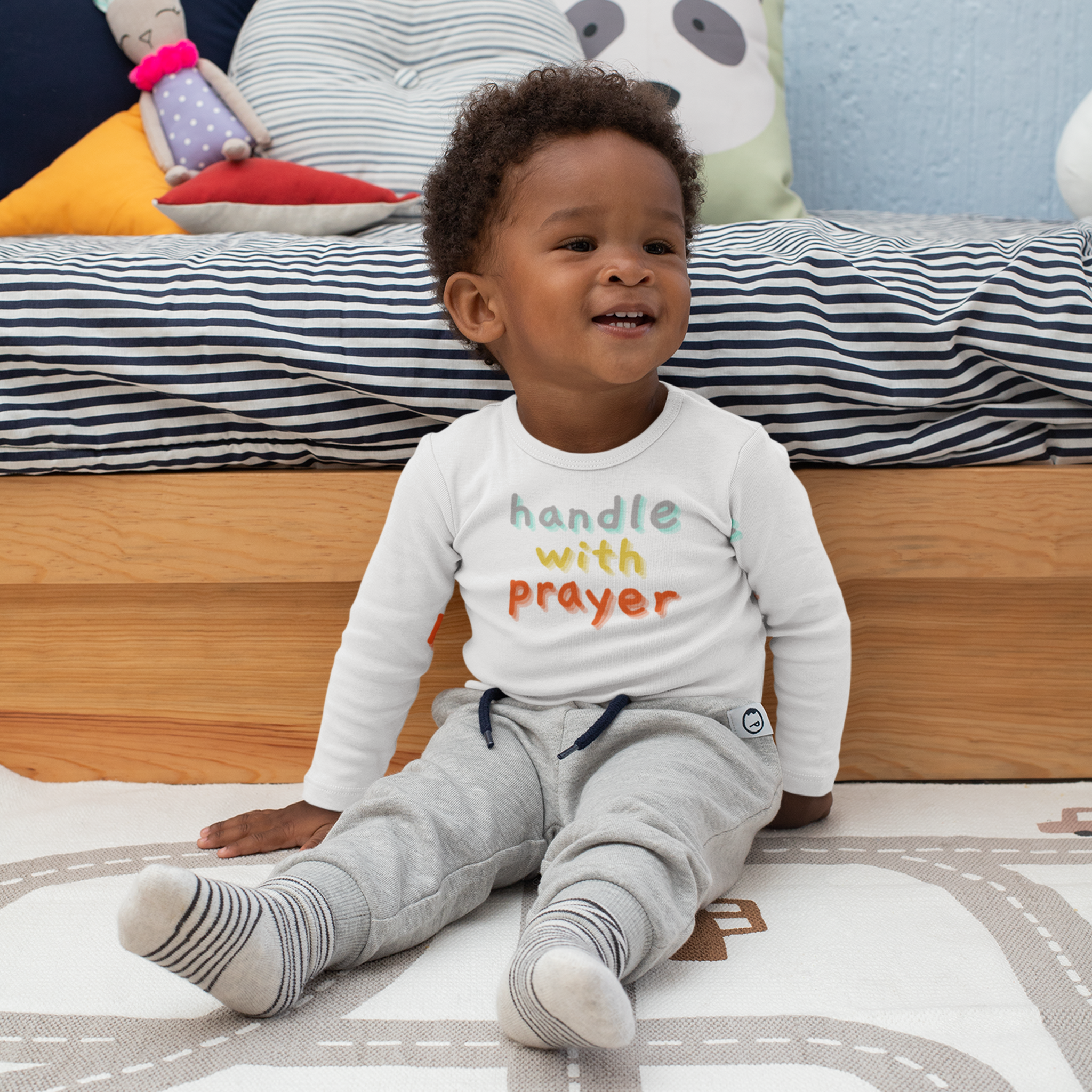 Handle With Prayer Baby Grow – Long Sleeve