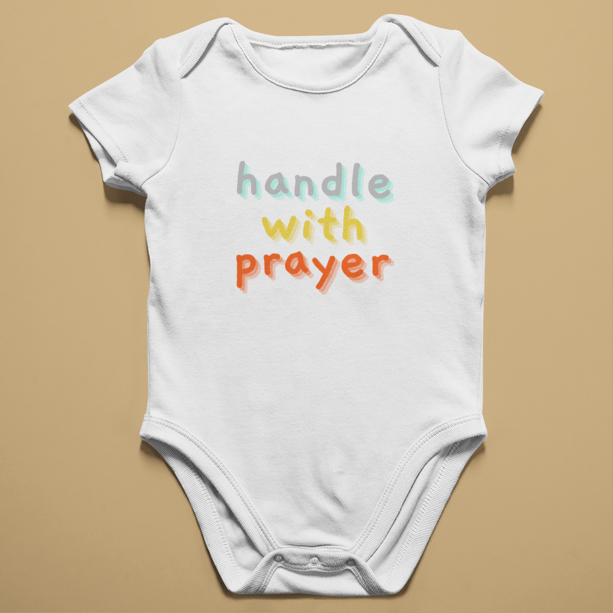 Handle With Prayer Baby Grow – Short Sleeve