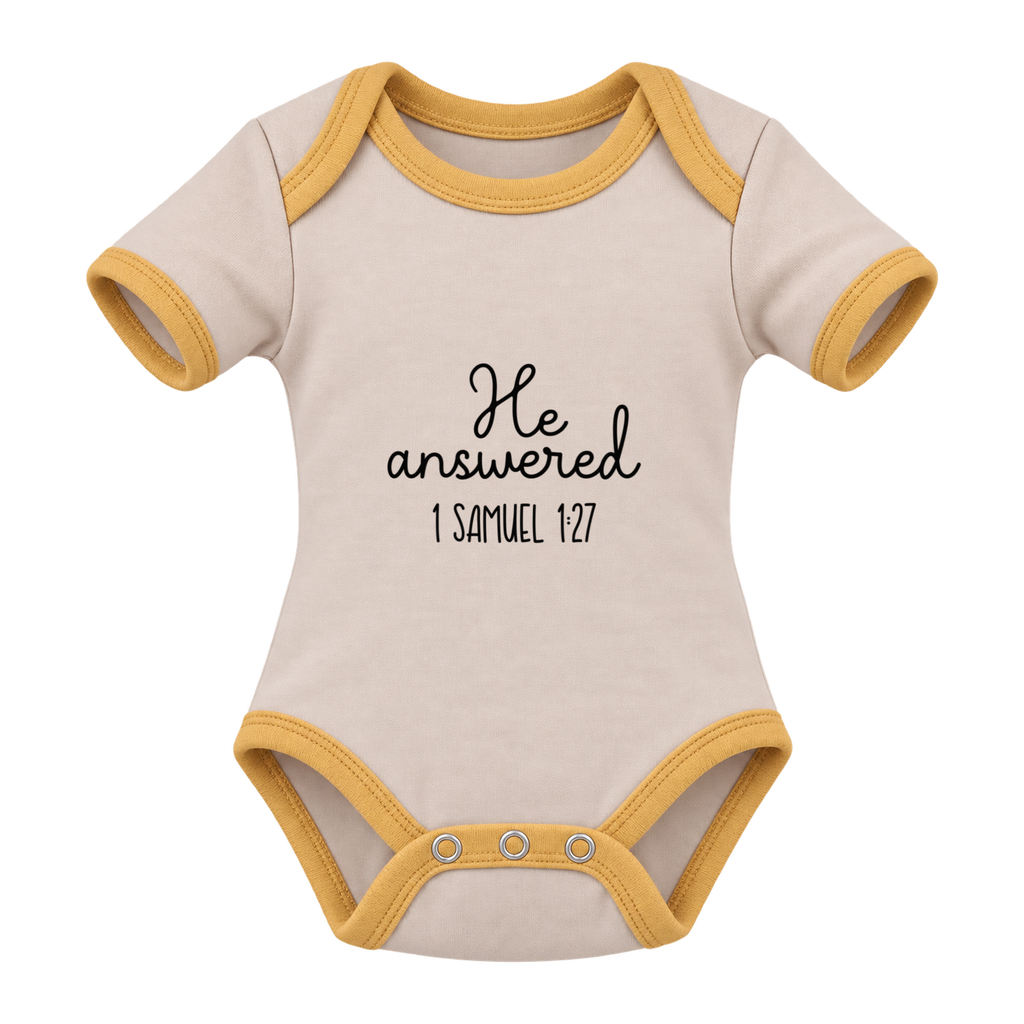 He Answered baby grow, Cream and Yellow