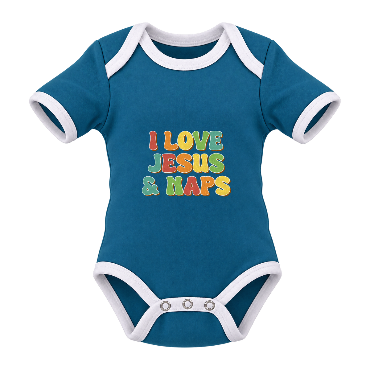 I Love Jesus & Naps baby grow, Teal