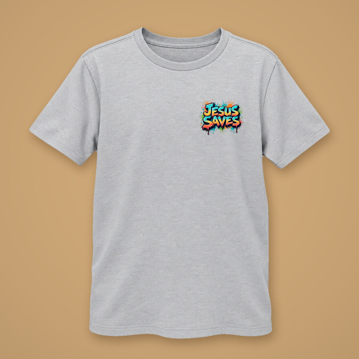 Jesus Saves Kids Light Gray Front