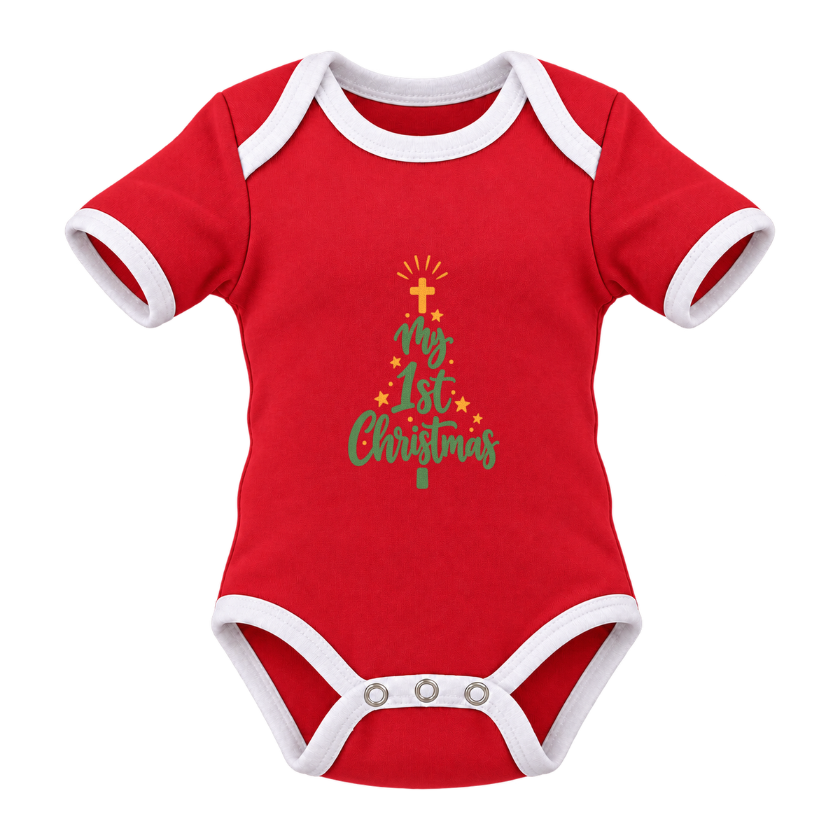 My 1st Christmas Tree baby grow, Red and White