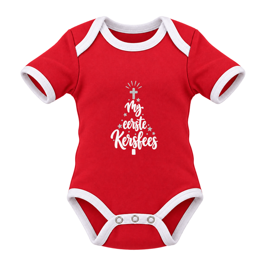 My Eerste Kersfees baby grow, Red and White
