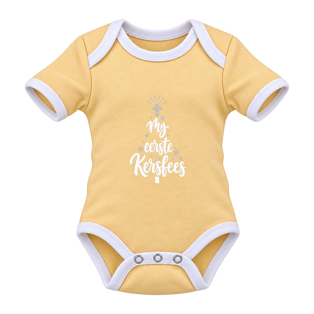 My Eerste Kersfees baby grow, Yellow and White