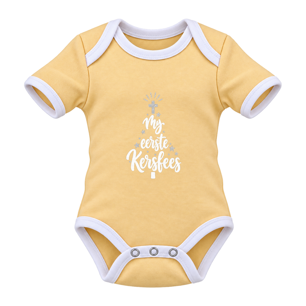 My Eerste Kersfees baby grow, Yellow and White