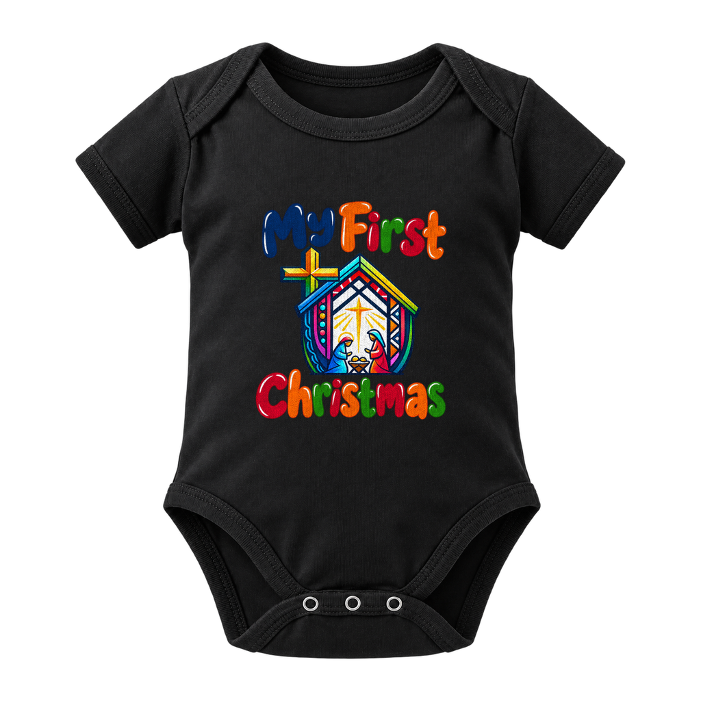 My First Christmas Nativity baby grow, Black