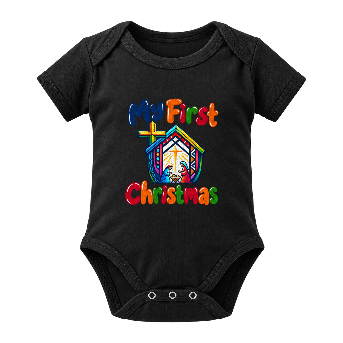My First Christmas Nativity baby grow, Black