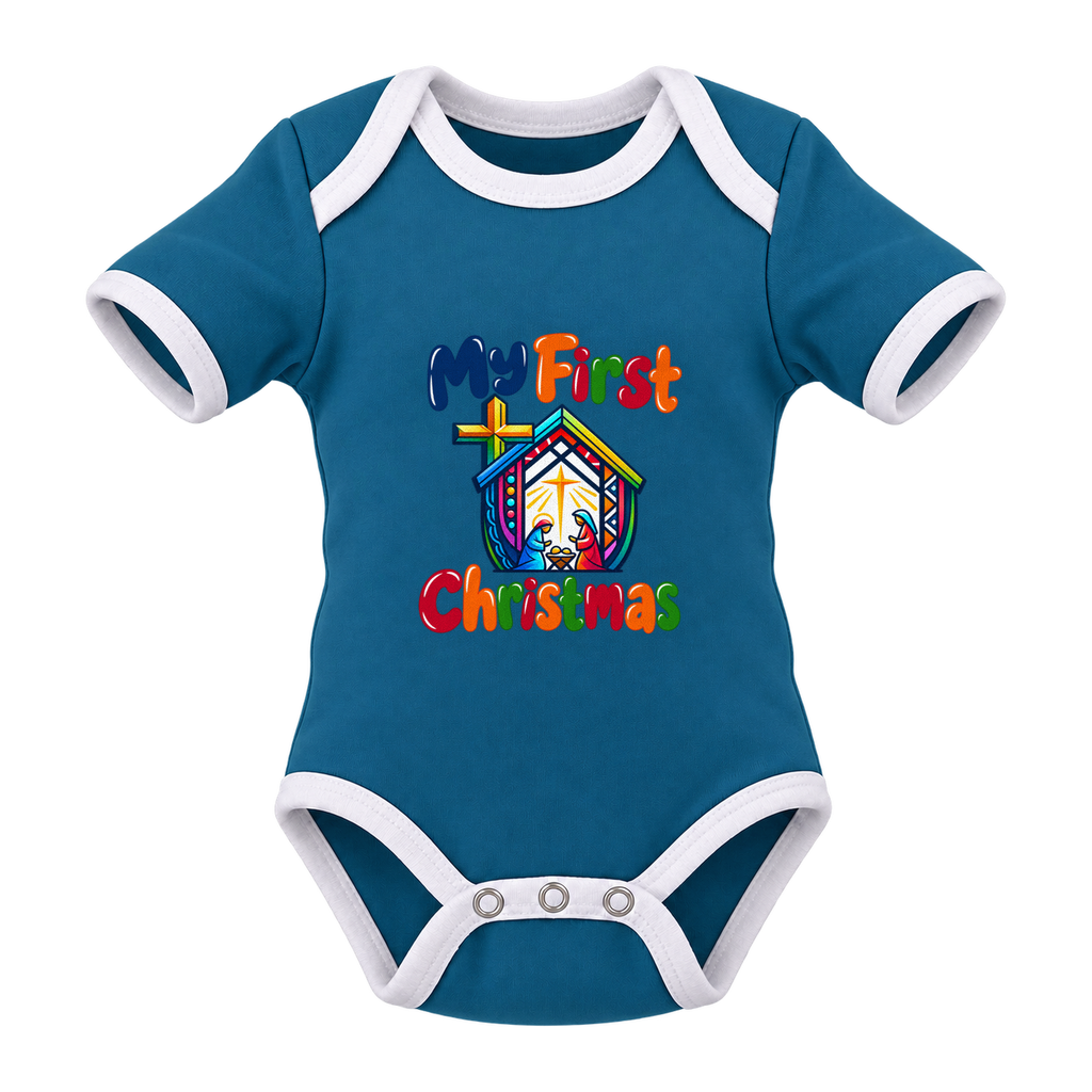My First Christmas Nativity baby grow, Teal