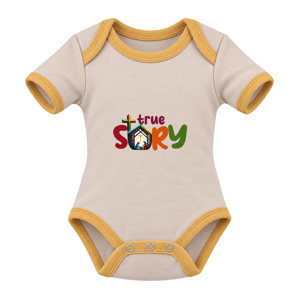 True Story baby grow, Cream and Yellow