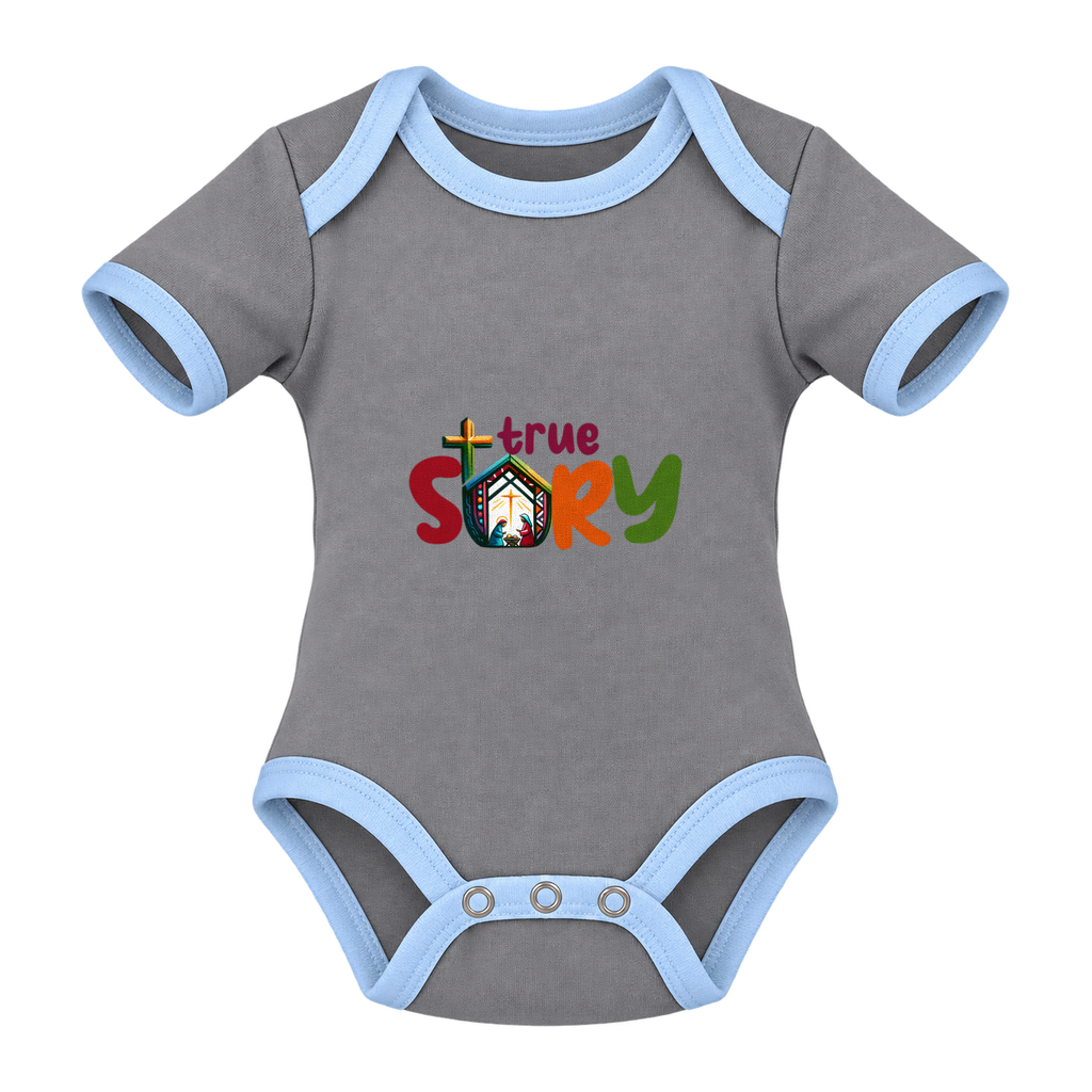 True Story baby grow, Grey and Blue