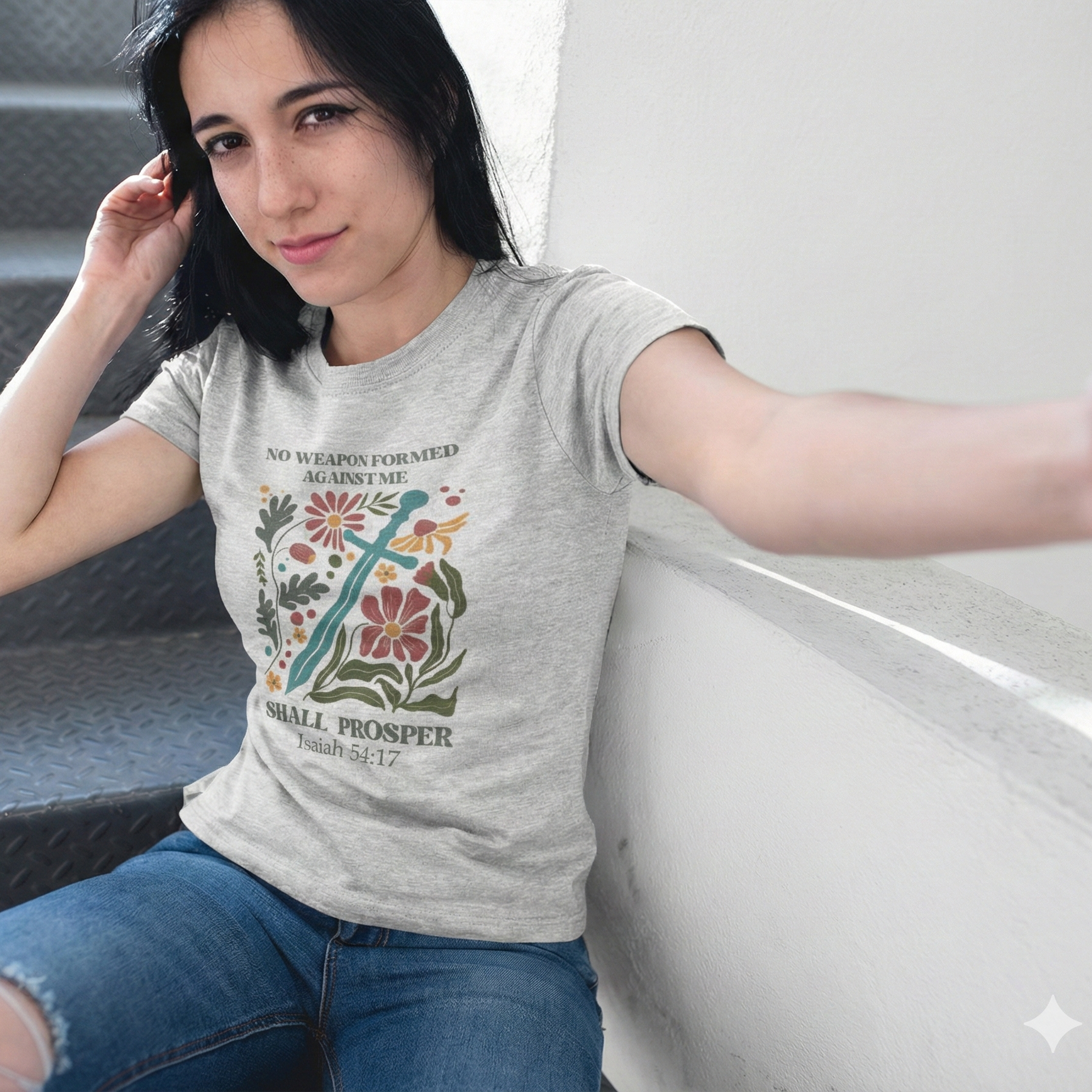 A sword softened by flowers - Fitted T-Shirt