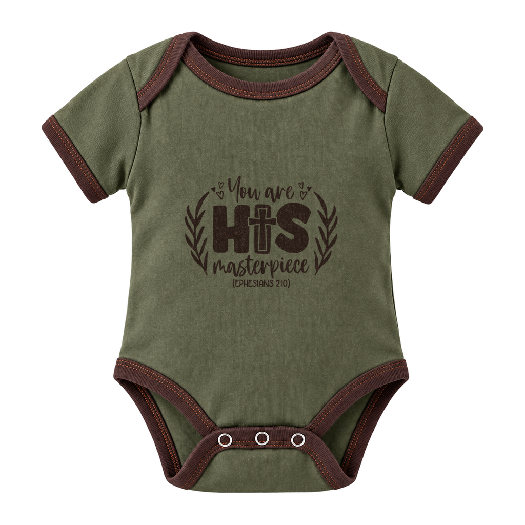 You Are His Masterpiece baby grow, Olive
