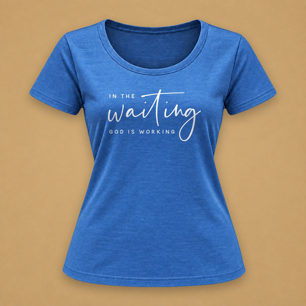 In the Waiting Fitted Tee – Blue Melange