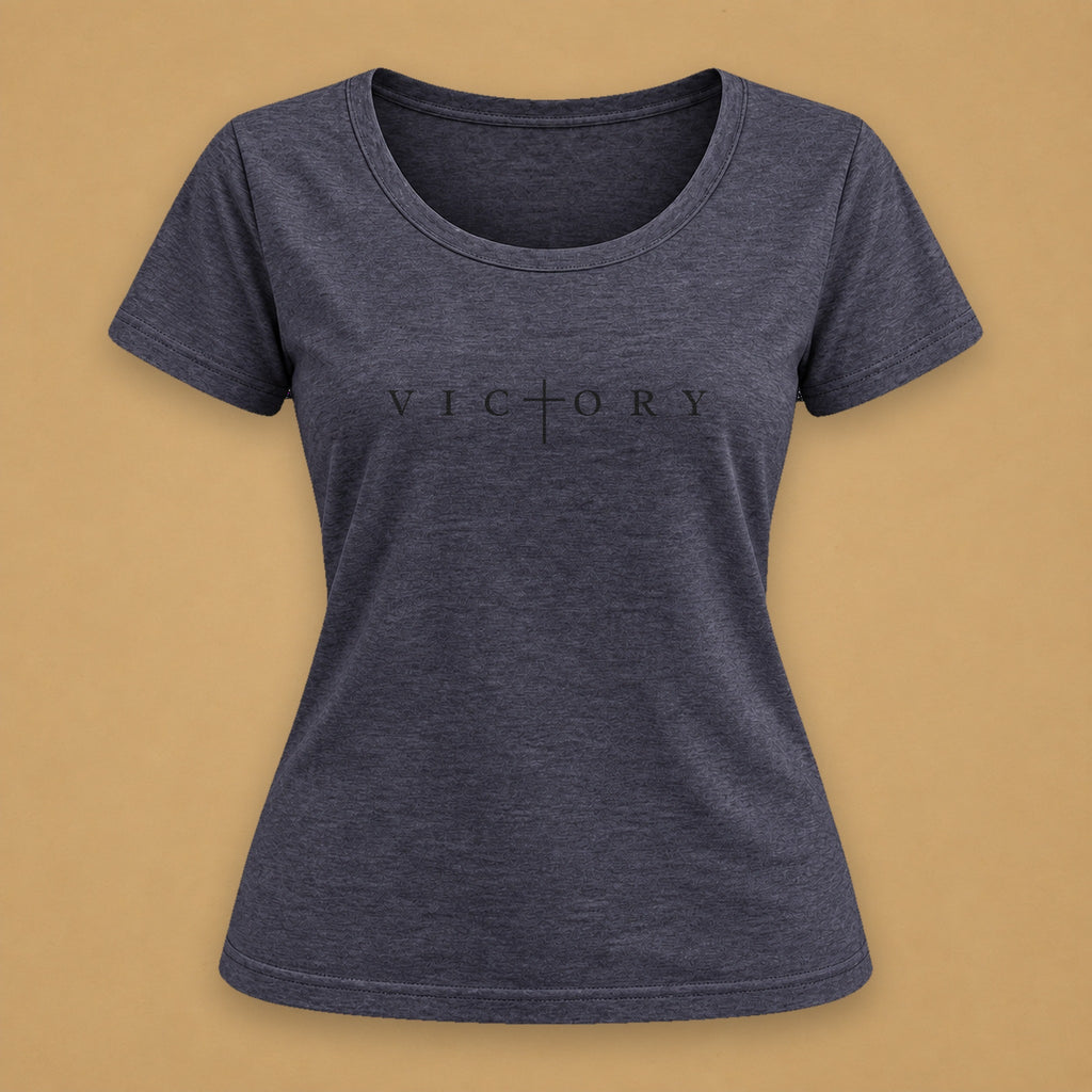 Victory in Black Fitted Tee – Charcoal