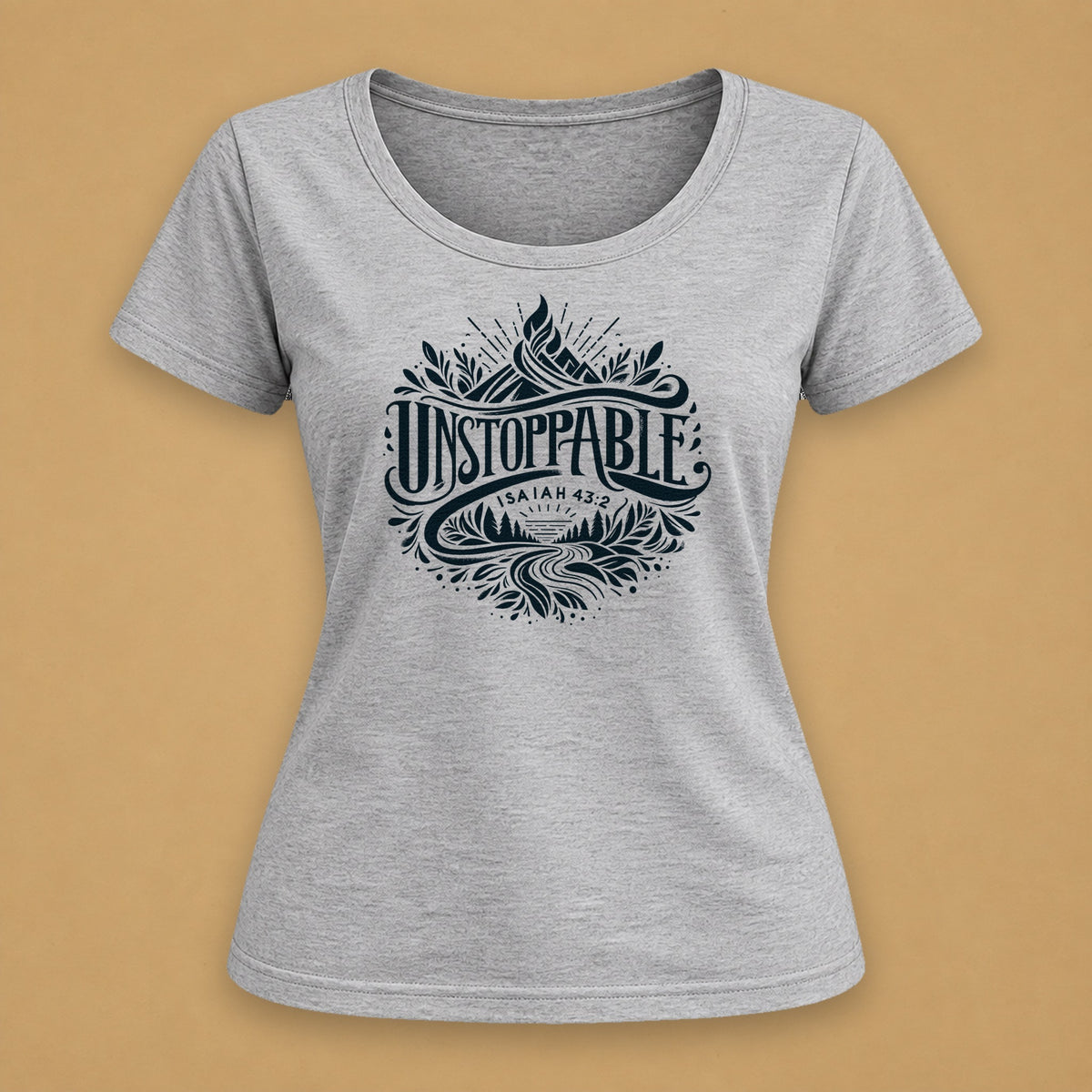 Unstoppable Fitted Tee – Light Gray