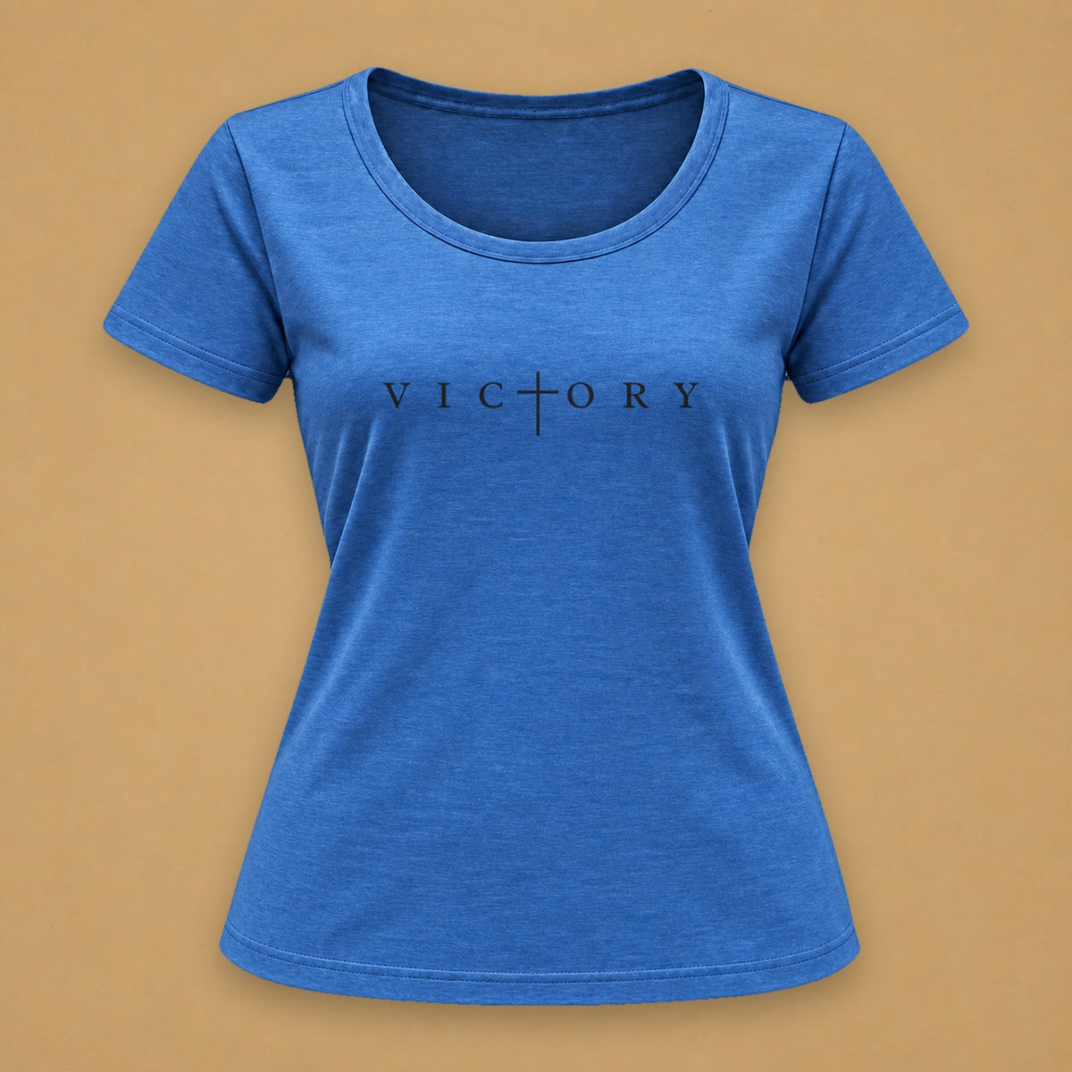 Victory in Black Fitted Tee – Blue Melange