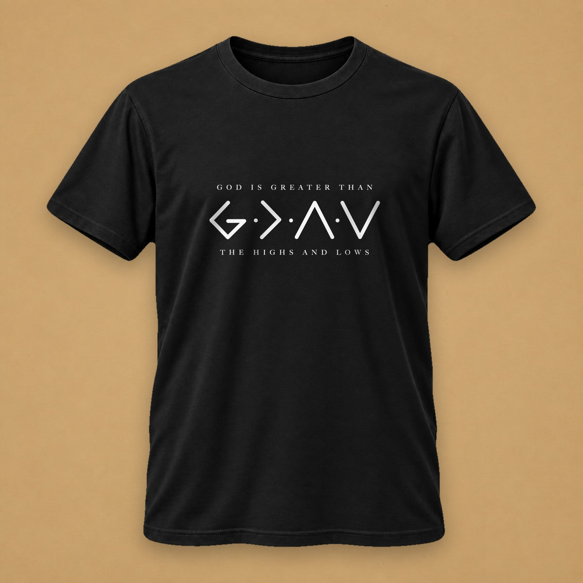 God Is Greater Men's Tee – Black, white print