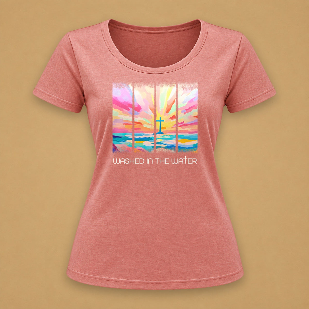 Baptised Fitted Tee – Pink Melange