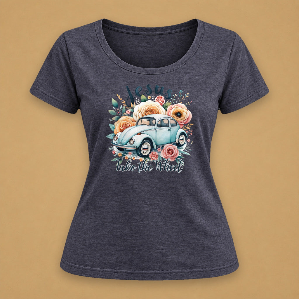 Jesus Take The Wheel Fitted Tee – Charcoal