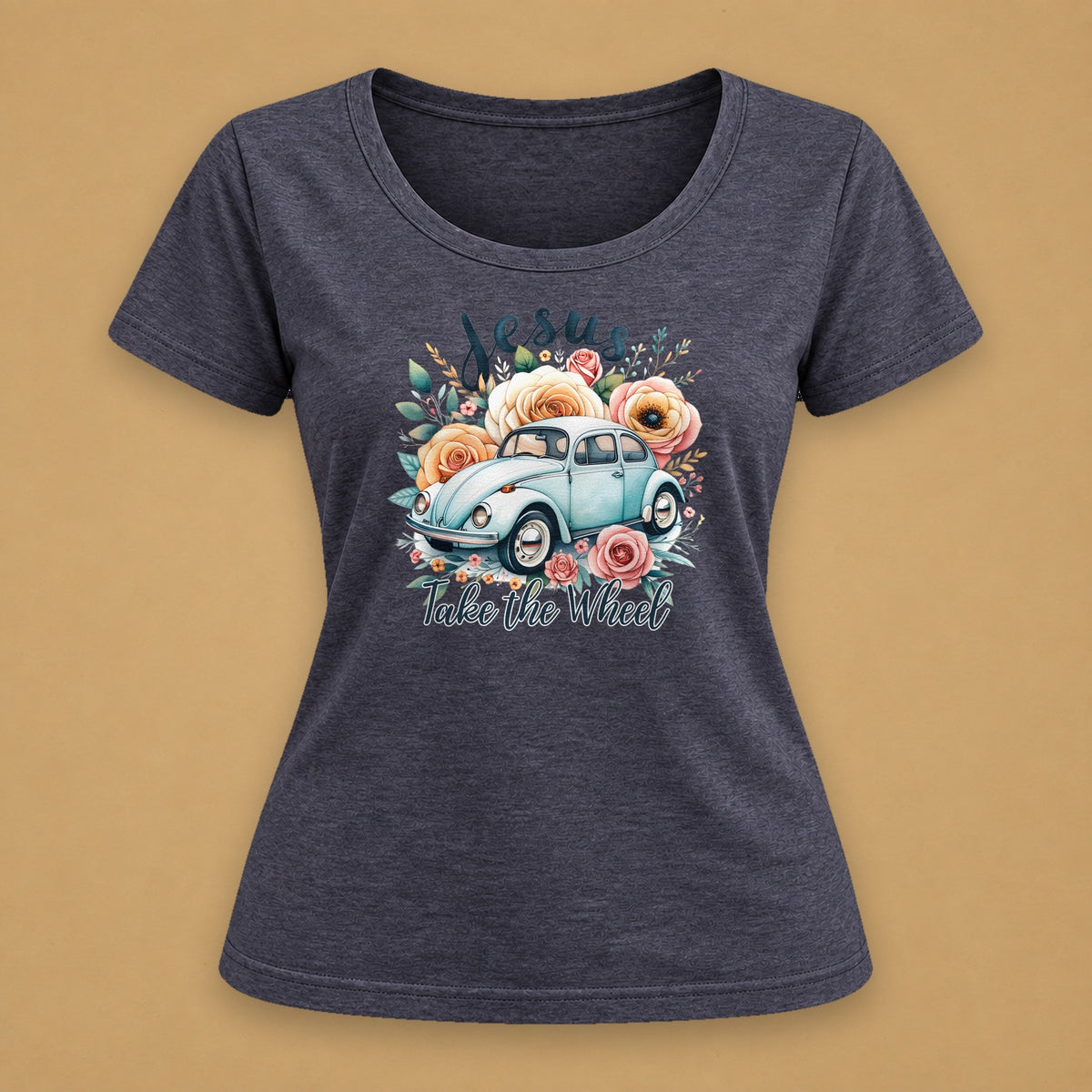 Jesus Take The Wheel Fitted Tee – Charcoal