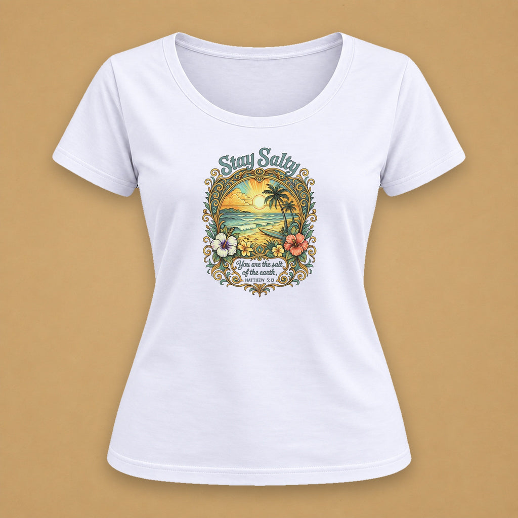 Stay Salty Fitted Tee – White