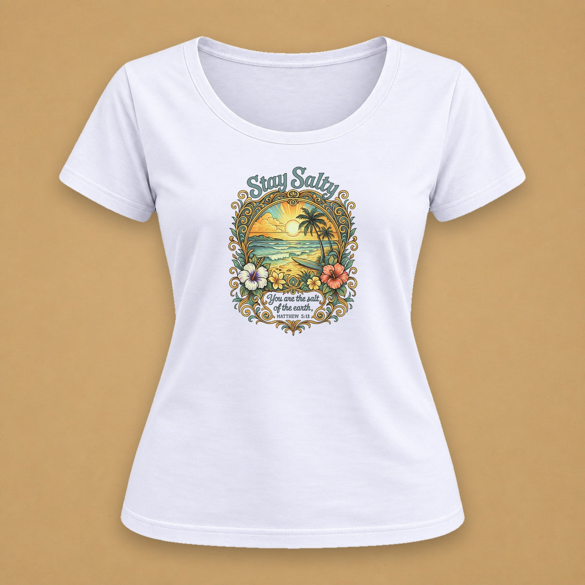 Stay Salty Fitted Tee – White