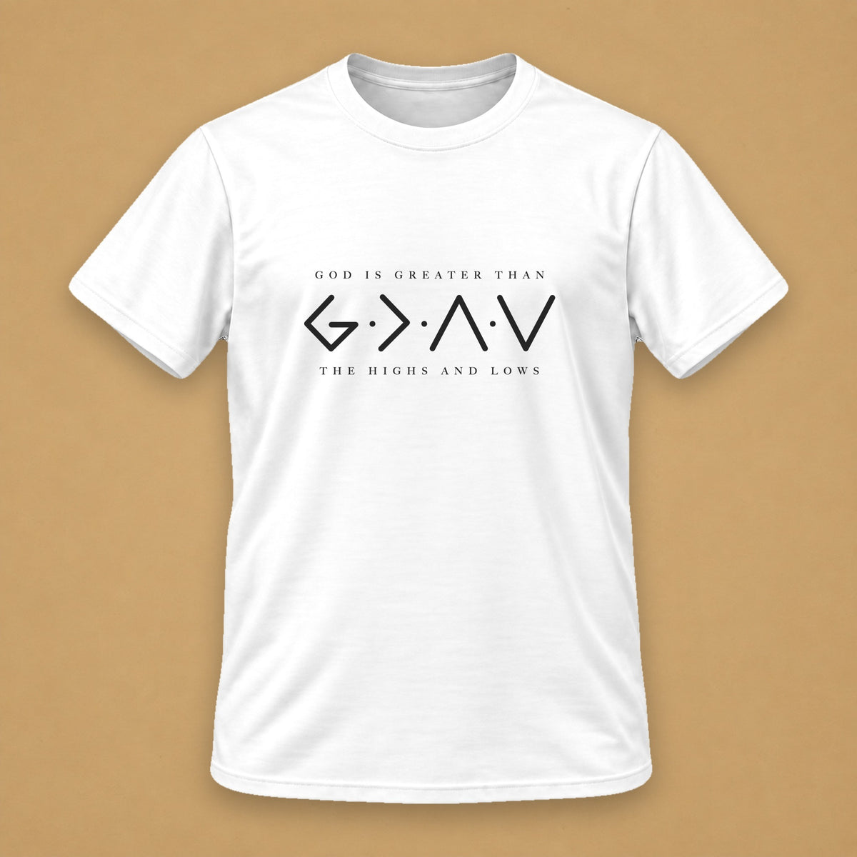 God Is Greater Men's Tee – White, black print