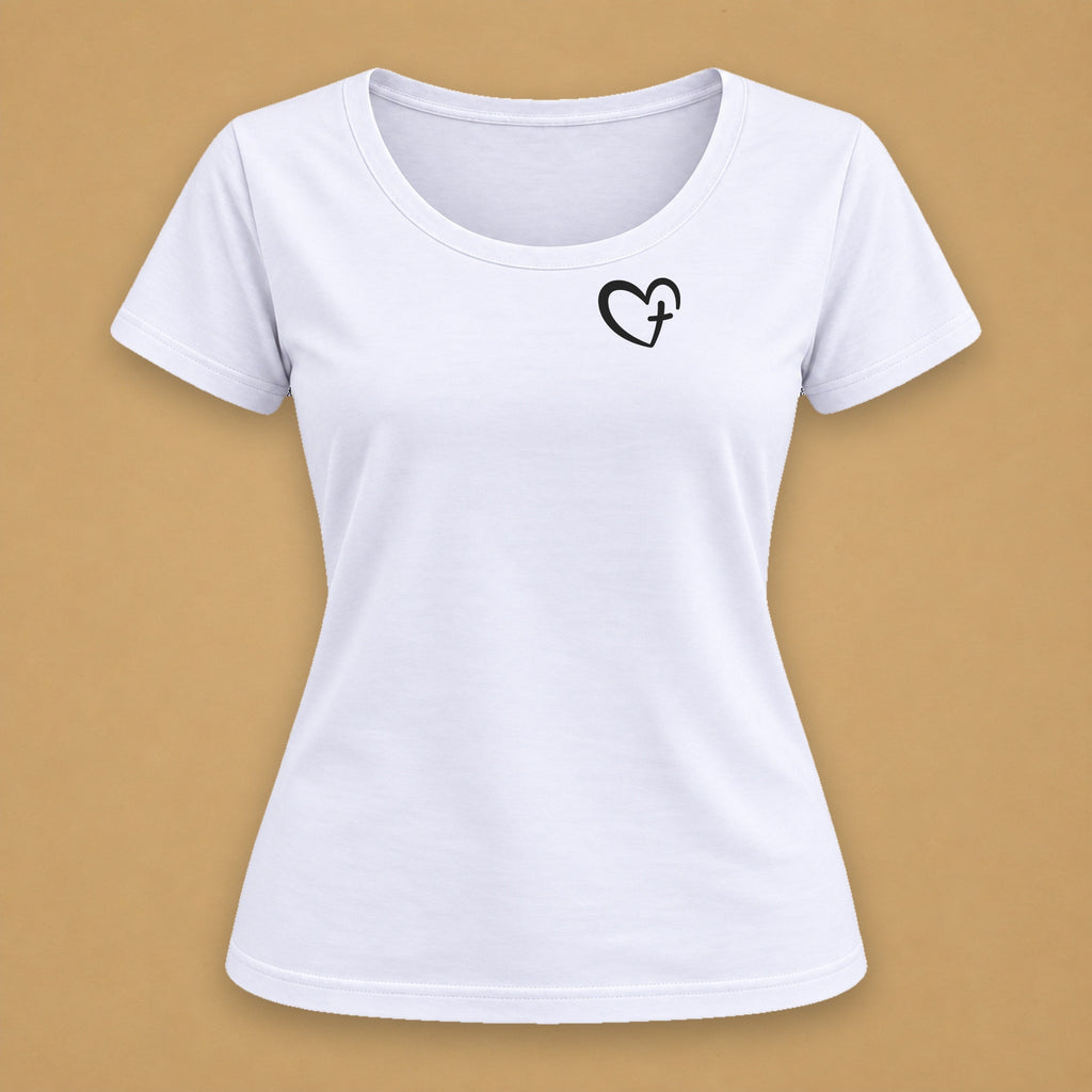 Heart Fitted Tee – Solid White