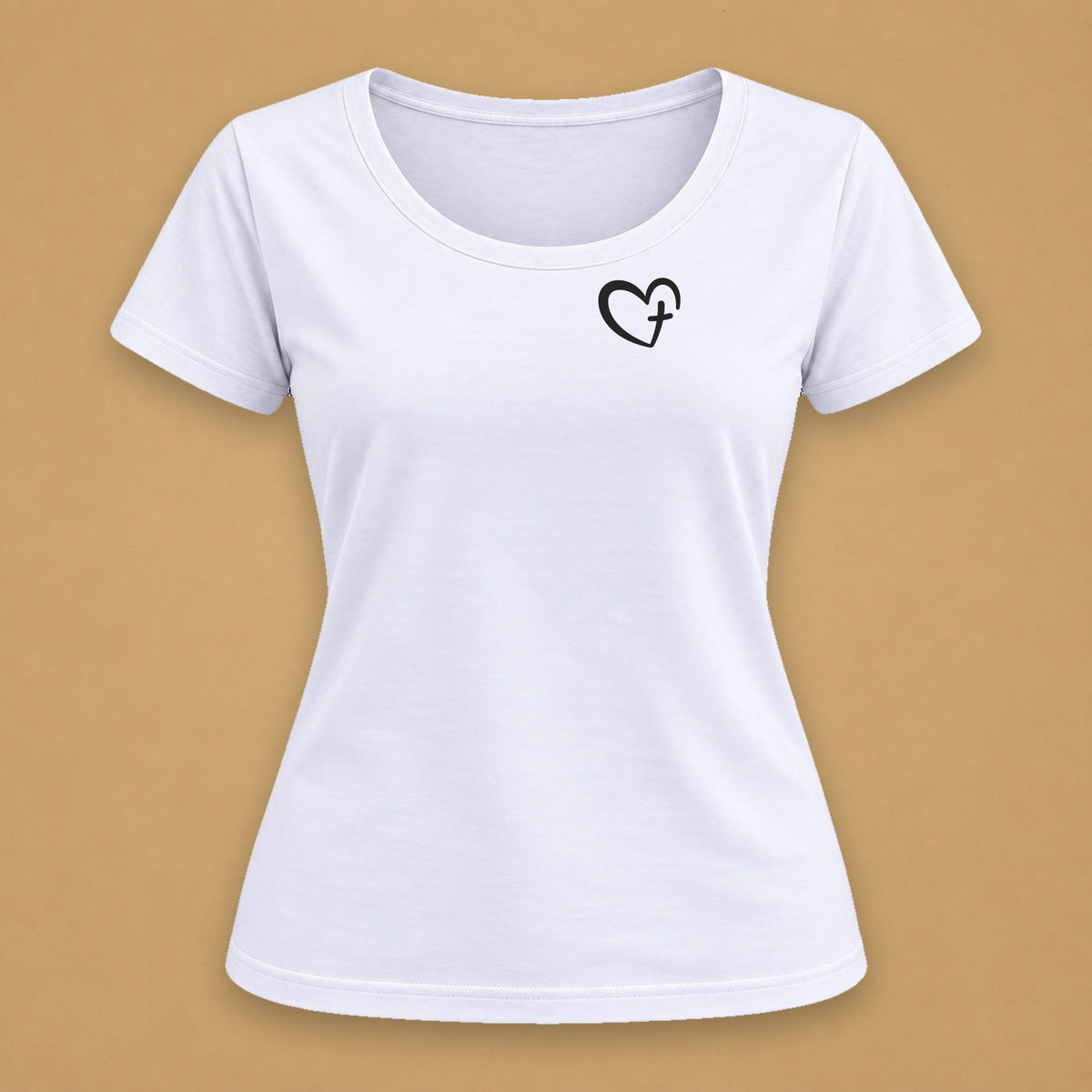 Heart Fitted Tee – Solid White